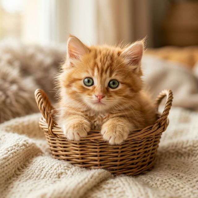 Котик в корзинке